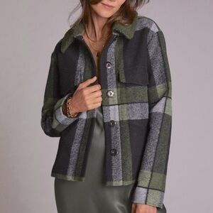 Anthropologie Hutch Plaid Sherpa Collar Jacket